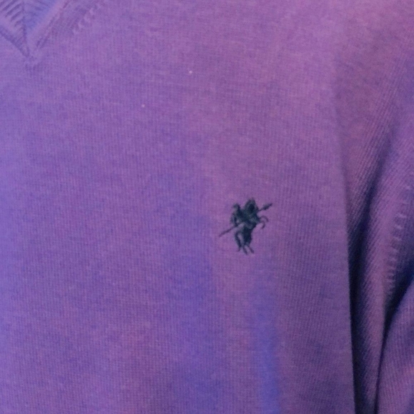 Men's Sweater DENIM CULTURE Sweater Cotton Sweater Purple Cardigan V Neck Shirt - Picture 4 of 6